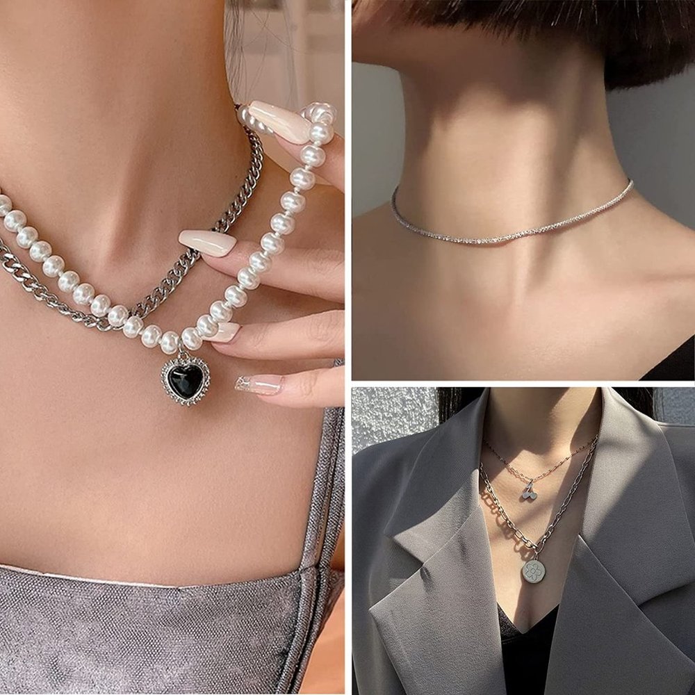 New 36 PCS Silver Plated Jewelry Set with 3 PCS Necklace, 12 PCS Bracelet, 7 PCS - Picture 3 of 7